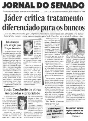 <BR>Data: 14/11/1995<BR>Responsabilidade: Senado Federal, Secretaria de Comunicação Social<BR>Endereço para citar este documento: -www2.senado.leg.br/bdsf/item/id/497103->www2.senado.leg.br/bdsf/item/id/497103