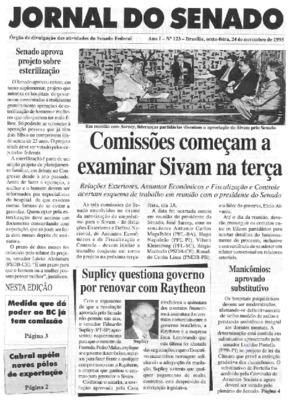 <BR>Data: 24/11/1995<BR>Responsabilidade: Senado Federal, Secretaria de Comunicação Social<BR>Endereço para citar este documento: -www2.senado.leg.br/bdsf/item/id/497110->www2.senado.leg.br/bdsf/item/id/497110