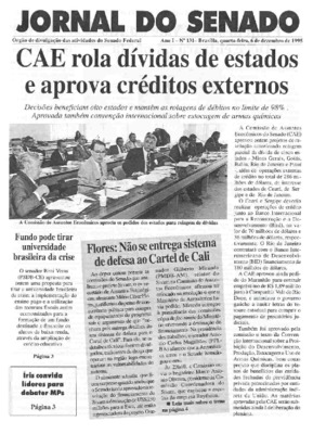 <BR>Data: 06/12/1995<BR>Responsabilidade: Senado Federal, Secretaria de Comunicação Social<BR>Endereço para citar este documento: -www2.senado.leg.br/bdsf/item/id/497118->www2.senado.leg.br/bdsf/item/id/497118