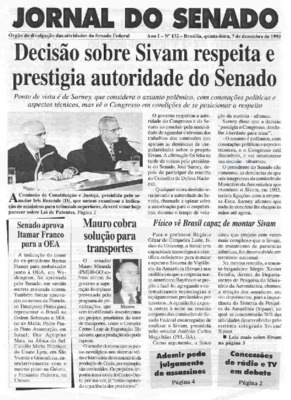 <BR>Data: 07/12/1995<BR>Responsabilidade: Senado Federal, Secretaria de Comunicação Social<BR>Endereço para citar este documento: -www2.senado.leg.br/bdsf/item/id/497119->www2.senado.leg.br/bdsf/item/id/497119