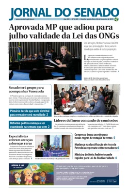 <BR>Data: 26/02/2015<BR>Responsabilidade: Senado Federal, Secretaria de Comunicação Social<BR>Endereço para citar este documento: -www2.senado.gov.br/bdsf/item/id/506687->www2.senado.gov.br/bdsf/item/id/506687