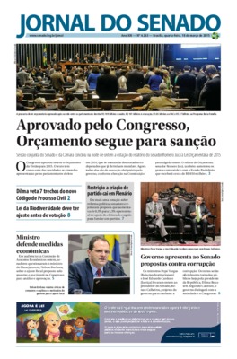 <BR>Data: 22/03/2015<BR>Responsabilidade: Senado Federal, Secretaria de Comunicação Social<BR>Endereço para citar este documento: -www2.senado.gov.br/bdsf/item/id/507355->www2.senado.gov.br/bdsf/item/id/507355