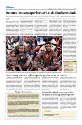 <BR>Data: 17/03/2015<BR>Fonte: Jornal do Senado, v. 12, n. 505, 17 mar. 2015. Especial Cidadania<BR>Conteúdo: Emendas querem ampliar a participação sobre as vendas -– Principais críticas à proposta –- Sem parceiro nacional, empresa no exterior não poderá 