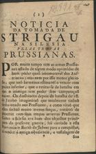 Noticia da tomada de Strigau na Silesia pelas tropas prussianas. - Lisboa : [s.n.], 1757. - 7 p. ; 21 cm