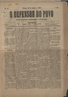 O defensor do povo : folha politica, litteraria e noticiosa / propr. e dir. M. Eduardo Pessoa. - Cantanhede : M.E. Pessoa, [1889]. - 40 cm