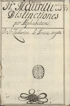 MAURITIUS HIBERNICUS,  O.F.M. fl. ?- 1250<br/>Distinctiones in usum praedicatorum  / fratris Mauritii [1301-1400]. - [2] papel, [402] f., [2] f. papel (2 colunas, 32-35 linhas : pergaminho, il. color. ; 206x141 mm