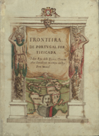 DUARTE DE ARMAS, ca 1465-?<br/>Fronteira de Portugal fortificada pellos reys deste Reyno. Tiradas estas fortalezas no tempo del Rey Dom Manoel / copiadas por Brás Pereira 1642. - [57] f., enc. : il. color. ; 415x595 mm