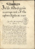 GIL, Cristóvão, S.J. 1552-1608,<br/>In lib[er] Ar[istote]lis de gen[erati]o[n]e et corrupt[ione] reru[m] / a. P. Christophoro Aegidio añ. 1590 1590-1591. - [99] f., enc. ; 21 cm