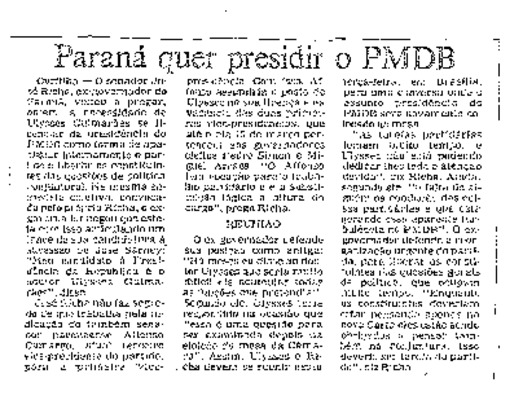 <BR>Data: 07/02/1987<BR>Fonte: Correio Braziliense, Brasília, nº 8705, p. 2, 07/02/ de 1987<BR>Endereço para citar este documento: ->www2.senado.leg.br/bdsf/item/id/186886