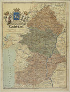 Mapa de la provincia de Alemtejo : Districtos Portalegre, ¿?vora, Beja : cartas chorographicas / cuidadosamente executadas por pessoal technico sob a direcção do capitão de engenheiros do exército hespanhol D. Benito Chias y Carbó ;  J[oa]q[ui]n Ribera Dº ; F. Galcerán Gº ; Litografía Martí Campaña. - Escala [ca 1:650000], 50 kilómetros [sic] = [7,7 cm]. - Barcelona : Alberto Martin, [ca 1925]. - 1 mapa : litografia, color. ; 32x43 cm., dobrado ,19 cm