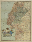 CHIAS Y CARBO, Benito, fl. 1900-1938?<br/>Mapa de la provincia de Extremadura : Districtos [de] Leiria, Santarém, Lisboa : cartas chorographicas / cuidadosamente executadas por pessoal technico sob a direcção do capitão de engenheiros do exército hespanhol D. Benito Chias y Carbó ; J[oa]q[ui]n Ribera Dº ; S. Poch. Gº ; Litografía Martí Campaña. - Escala [ca. 1:630000], 50 Kilómetros [sic] = [7,9 cm]. - Barcelona : Alberto Martin, [ca 1925]. - 1 mapa : litografia, color. ; 33x43 cm., dobrado em capa, 19 cm