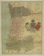 CHIAS Y CARBO, Benito, fl. 1900-1938?<br/>Mapa de la provincia de Douro : Districtos [do]Porto, Aveiro, Coimbra : cartas chorographicas / cuidadosamente executadas por pessoal technico sob a direcção do capitão de engenheiros do exército hespanhol D. Benito Chias y Carbó ; S. Poche Gº. - Escala [ca 1:500000], 50 Kilómetros [sic] = [10,1 cm]. - Barcelona : Alberto Martin, [ca 1925]. - 1 mapa : litografia, color. ; 33x43 cm., dobrado em capa, 19x12 cm