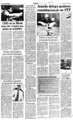 <BR>Data: 19/08/1987<BR>Fonte: Jornal de Brasília, Brasília, nº 4495, 19/08/ de 1987<BR>Endereço para citar este documento: ->www2.senado.leg.br/bdsf/item/id/186916