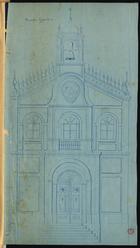 Igreja : projecto de arquitectura. - Escala não determinada [entre 1890 e 1900?]. - 1 pasta (9 f. ozalides) : linhas azuis sobre fundo azul ; 38x42 cm (dim. máx.)