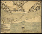 Planta em perspectiva em que se mostra entrada da barra, parte do terreno, Fortaleza e Feitoria do porto de Mangallor. - [Escala não determinada] 1733. - 1 mapa : ms. tinta da china e aguada ; 42,5x54 cm