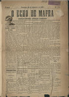 O echo de Mafra : semanario noticioso, litterario e recreativo / propr., ed. e resp. Antonio Duarte Resina ; dir. Jeronymo Ribeiro F. e Castro. - Mafra : A.D. Resina, [1891]-1895. - 43 cm