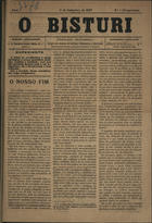 O bisturi : periodico quinzenal dirigido por alunnos do Instituto dAgronomia e Veterinaria. - A. 1, nº 1 (9 Dez. 1897) - nº 10 (15 Abr. 1898). - Lisboa : Typ. Nunes, 1897-1898. - 37 cm