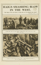 Haigs smashing blow in the West : -The Western Front has become so strong that we can withstand every attack-, Hindenburg. April I, 1917. - [Londres? : s.n.], 1917. - 4 p. : principalmente il., p&b ; 43x59 cm