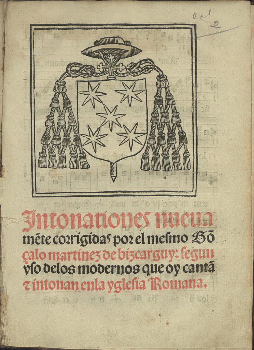 MARTINEZ DE BIZCARGUI, Gonzalo, fl. 1508-1538<br/>Intonationes... segun uso delos modernos. - Burgos : por Fradrique Aleman, 1515. - 4º