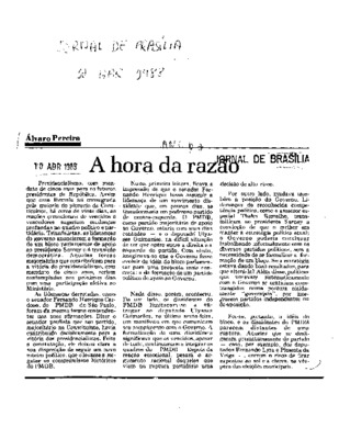 <BR>Data: 10/04/1988<BR>Fonte: Jornal de Brasília, Brasília, nº 4693, p. 2, 10/04/ de 1988<BR>Endereço para citar este documento: -www2.senado.leg.br/bdsf/item/id/186987->www2.senado.leg.br/bdsf/item/id/186987