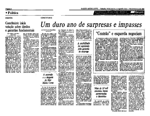 <BR>Data: 01/02/1988<BR>Fonte: Gazeta Mercantil, São Paulo, p. 6, 01/02/ de 1988<BR>Endereço para citar este documento: -www2.senado.leg.br/bdsf/item/id/187017->www2.senado.leg.br/bdsf/item/id/187017