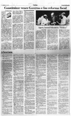 <BR>Data: 17/04/1988<BR>Fonte: Jornal de Brasília, Brasília, nº 4699, p. 6, 17/04/ de 1988<BR>Endereço para citar este documento: -www2.senado.leg.br/bdsf/item/id/187027->www2.senado.leg.br/bdsf/item/id/187027