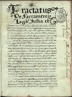 Tractatus de sacramentis, legib[us], justi[ti]a et [matrimonio] 1621. - [2], [742] f. ; 21 cm