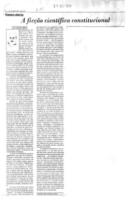 <BR>Data: 24/09/1988<BR>Fonte: O Estado de São Paulo, São Paulo, nº 34763, p. 2, 24/09/ de 1988<BR>Endereço para citar este documento: -www2.senado.leg.br/bdsf/item/id/187098->www2.senado.leg.br/bdsf/item/id/187098