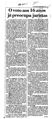 <BR>Data: 12/04/1988<BR>Fonte: O Estado de São Paulo, São Paulo, nº 34700, p. 3, 12/04/ de 1988<BR>Endereço para citar este documento: -www2.senado.leg.br/bdsf/item/id/187113->www2.senado.leg.br/bdsf/item/id/187113