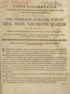 HAYDN, Joseph, 1732-1809<br/>Gioco filarmonico o sia maniera facile per comporre un infinito numero di minuetti e trio anche senza sapere il contrapunto... : col cembalo, o piano-forte. - Napoli : Luigi Marescalchi, [entre 1840-60]. - 8 p. ; 36 cm