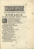 BRANDAO, Tomás Pinto, 1664-1743<br/>Aos declarados Encubertos : romance / de hum anonymo Thomaz Pinto. - Lisboa Occidental : na Officina da Musica, 1730. - p. 59-63 : il. ; 22 cm