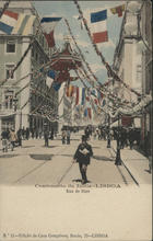 Centenario da India, Lisboa : rua do Ouro. - Lisboa, Rocio, 33 : Casa Gonçalves, [1898]. - 1 postal : color. ; 14x9 cm