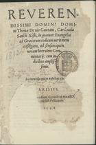 VIO CAIETANUS, Thomas de, O.P. 1469-1534,<br/>Reuerendissimi Domini Domini Thomae de vio Caietani, Cardinalis Sancti Xisti, in quatuor Euangelia ad Graecorum codicum veritatem castigata, ad sensum quem vocam literalem commentarii.... - Parisiis : apud Ambrosium Girault, in via ad D. [...] sub Pellicano, 1542 ([Paris] : : excudebantur à Nicolao Buffet, e regione colegij Remensis, 1542). - [25], 503, [2] f. ; 8º (17 cm)