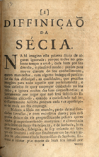 DEFINICAO DA SECIA<br/>Diffinição da Sécia. - In Venezia : nella Stamperia Baglioni, 1746. - 29, [3] p. ; 4º (21 cm)