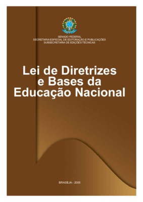 <BR>Data: 2005<BR>Conteúdo: Lei nº 9.394, de 20 de dezembro de 1996 -- Dispositivos constitucionais -- Emenda Constitucional nº 11, de 1996 -- Emenda Constitucional nº 14, de 1996 -- Lei nº 9.424, de 24 de dezembro de 1996 -- Regulamentações pertinentes<B