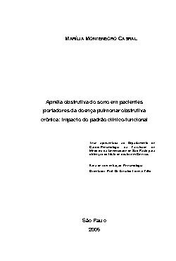   Apnéia obstrutiva do sono em pacientes portadores da doença pulmonar obstrutiva crônica: impacto do padrão clínico-funcional Faculdade de Medicina / Pneumologia