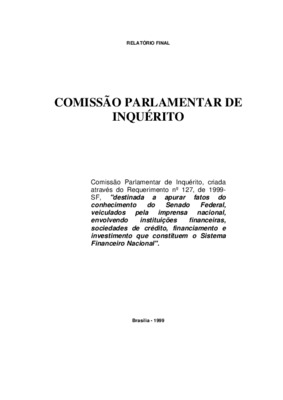 <BR>Data: 25/11/1999<BR>Responsabilidade: Presidente: Senador Bello Parga ; Vice-Presidente: Senador José Roberto Arruda ; Relator: Senador João Alberto Souza<BR>Endereço para citar este documento: -www2.senado.leg.br/bdsf/item/id/82020->http:/