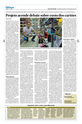 <BR>Data: 19/08/2014<BR>Fonte: Jornal do Senado, v. 12, n. 481, 19 ago. 2014. Especial Cidadania.<BR>Conteúdo: Argumentos a favor e contra o preço diferenciado<BR>Responsabilidade: Tatiana Beltrão<BR>Endereço para citar este documento: -www2.se