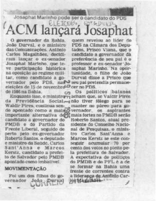 <BR>Data: 29/09/1985<BR>Fonte: Correio Braziliense, 29 set. 1985<BR>Endereço para citar este documento: -www2.senado.leg.br/bdsf/item/id/496672->www2.senado.leg.br/bdsf/item/id/496672