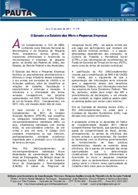 <BR>Data: 23/05/2011<BR>Fonte: Em Pauta : O processo legislativo do Senado a serviço da cidadania, n. 179, 23 maio/27 maio 2011.<BR>Endereço para citar este documento: -www2.senado.leg.br/bdsf/item/id/199994->www2.senado.leg.br/bdsf/item