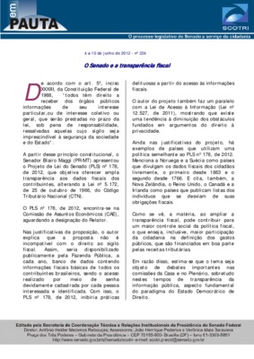 <BR>Data: 04/06/2012<BR>Fonte: Em Pauta : O processo legislativo do Senado a serviço da cidadania, n. 224, 4 jun./10 jun. 2012.<BR>Endereço para citar este documento: -www2.senado.leg.br/bdsf/item/id/242501->www2.senado.leg.br/bdsf/item/