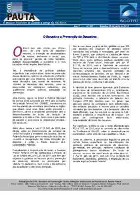 <BR>Data: 25/06/2012<BR>Fonte: Em Pauta : O processo legislativo do Senado a serviço da cidadania, n. 227, 25 jun. 2012.<BR>Endereço para citar este documento: -www2.senado.leg.br/bdsf/item/id/242651->www2.senado.leg.br/bdsf/item/id/2426