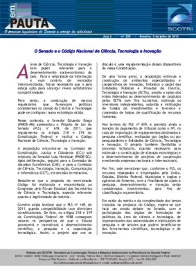 <BR>Data: 09/07/2012<BR>Fonte: Em Pauta : O processo legislativo do Senado a serviço da cidadania, n. 229, 9 jul. 2012.<BR>Endereço para citar este documento: -www2.senado.leg.br/bdsf/item/id/242970->www2.senado.leg.br/bdsf/item/id/24297