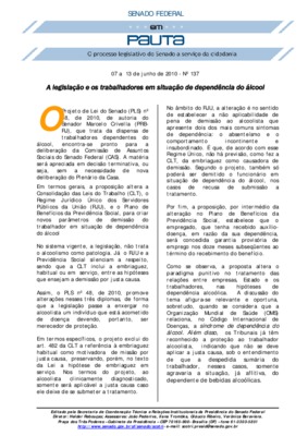 <BR>Data: 07/06/2010<BR>Fonte: Em Pauta : O processo legislativo do Senado a serviço da cidadania, n. 137, 7 jun./13 jun. 2010<BR>Endereço para citar este documento: -www2.senado.leg.br/bdsf/item/id/185056->www2.senado.leg.br/bdsf/item/i