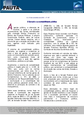 <BR>Data: 06/09/2010<BR>Fonte: Em Pauta : O processo legislativo do Senado a serviço da cidadania, n. 147, 6 set./10 set. 2010<BR>Endereço para citar este documento: -www2.senado.leg.br/bdsf/item/id/189032->www2.senado.leg.br/bdsf/item/i