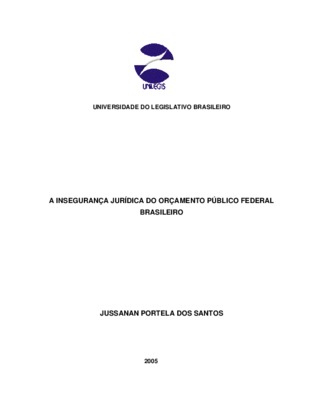 <BR>Data: 2005<BR>Responsabilidade: Jussanan Portela dos Santos<BR>Endereço para citar este documento: -www2.senado.leg.br/bdsf/item/id/58->www2.senado.leg.br/bdsf/item/id/58