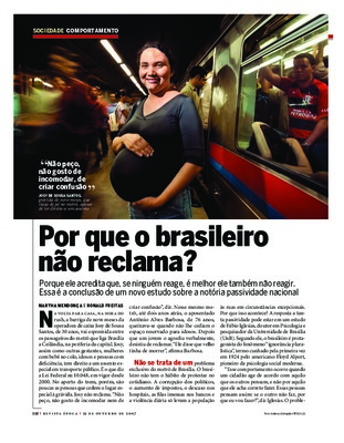 <BR>Data: 22/10/2007<BR>Fonte: Época, n.492, p.112-114, 22 out., 2007<BR>Conteúdo: Paulo Procon, o campeão de reclamações.<BR>Endereço para citar este documento: ->www2.senado.leg.br/bdsf/item/id/182941