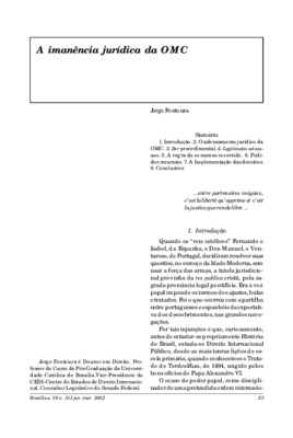 <BR>Data: 01/2002<BR>Fonte: Revista de informação legislativa, v. 38, n. 153, p. 23-31, jan./mar. 2002<BR>Parte de: ->Revista de informação legislativa : v. 39, n. 153 (jan./mar. 2002) | <!--<BR>Responsabilidade: Jorge Fontoura<BR>Endereço para citar este