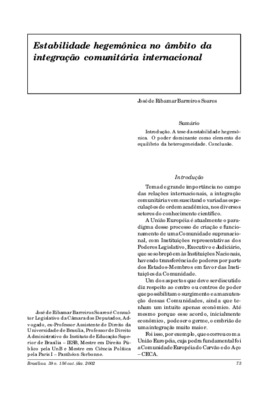 <BR>Data: 10/2002<BR>Fonte: Revista de informação legislativa, v. 39, n. 156, p. 73-79, out./dez. 2002<BR>Parte de: ->Revista de informação legislativa : v. 39, n. 156 (out./dez. 2002)<BR>Responsabilidade: José de Ribamar Barreiros Soares<BR>Endereço para