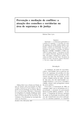 <BR>Data: 10/2003<BR>Fonte: Revista de informação legislativa, v. 40, n. 160, p. 163-178, out./dez. 2003<BR>Parte de: ->Revista de informação legislativa : v. 40, n. 160 (out./dez. 2003)<BR>Responsabilidade: Rubens Pinto Lyra<BR>Endereço para citar este d